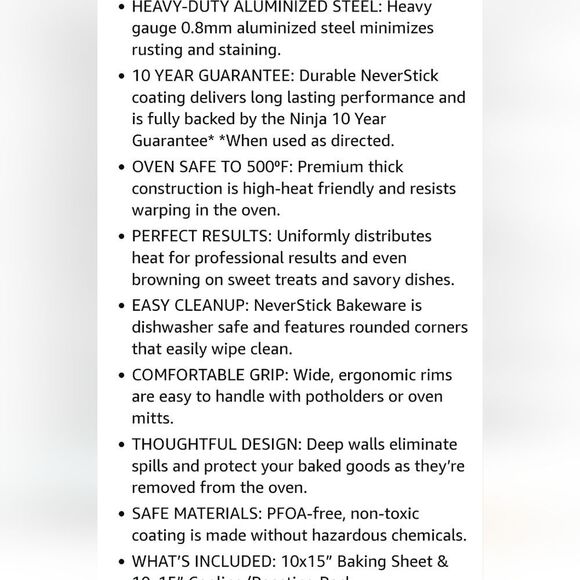 Ninja Never Stick Essential 2-Piece Baking Sheet & Rack Set - Picture 7 of 11